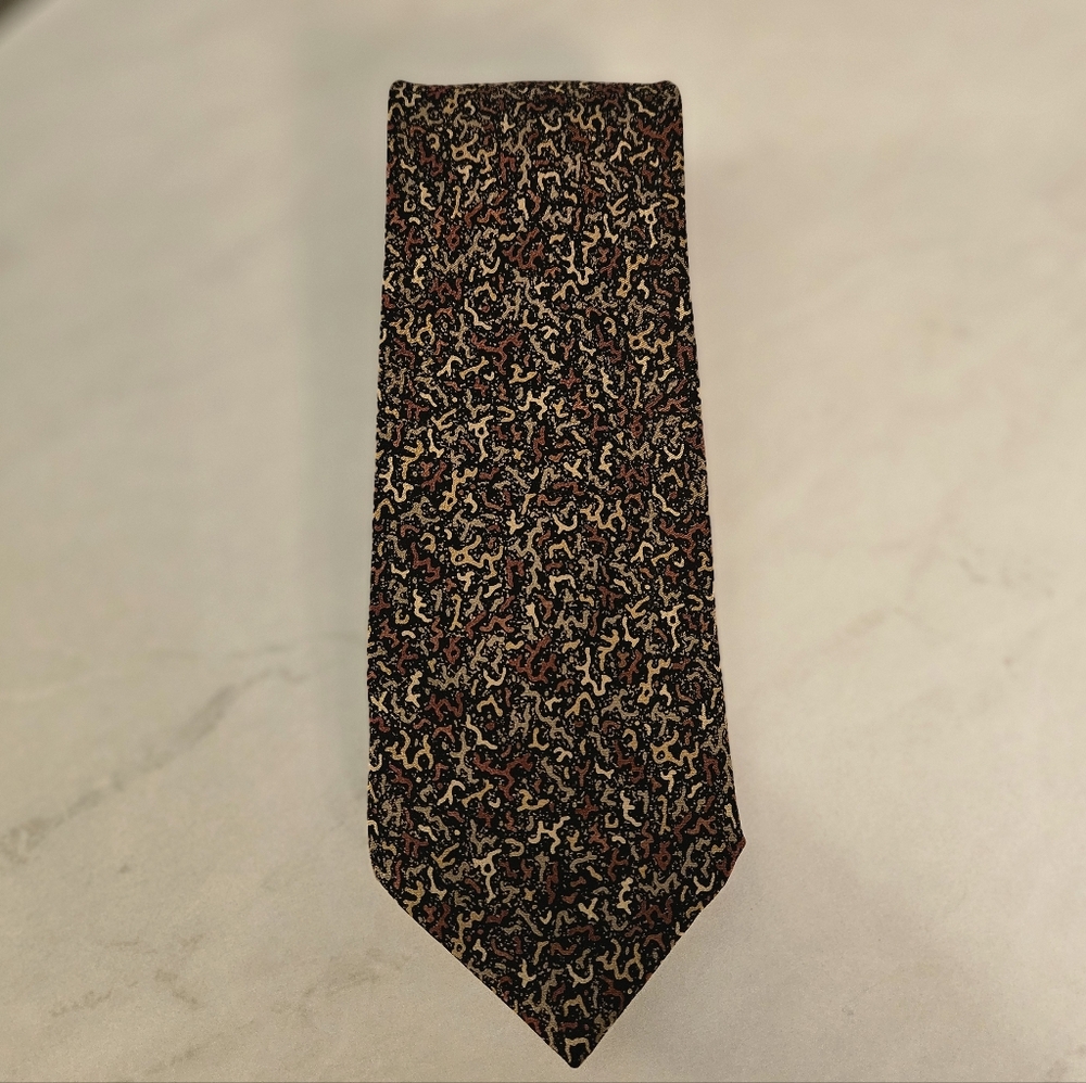 Vintage Handmade 90s Missoni Black and Brown Patterned Tie